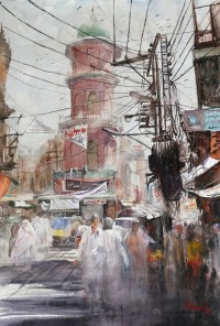 Imran Khan, 20 x 30 Inch, Watercolor on Paper, Cityscape Painting, AC-IMK-005